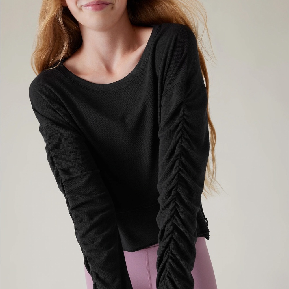 Athleta girl wander waffle ruched top. Size L 12 NWT
